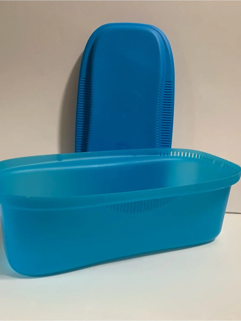 Tupperware Microwave Pasta Cooker Strainer Maker Blue model #6775